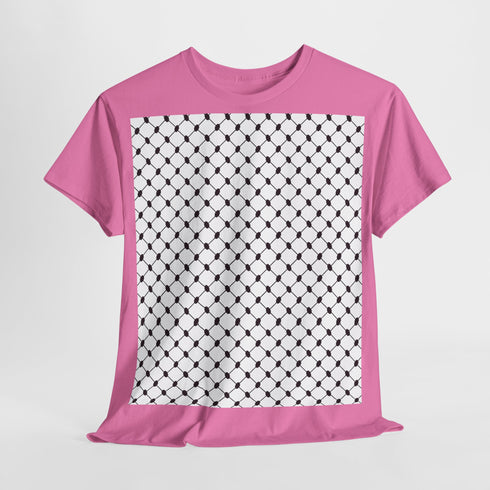 Keffiyeh Pattern Heavy Cotton Tee - Modern Mesh Design Streetwear T-Shirt